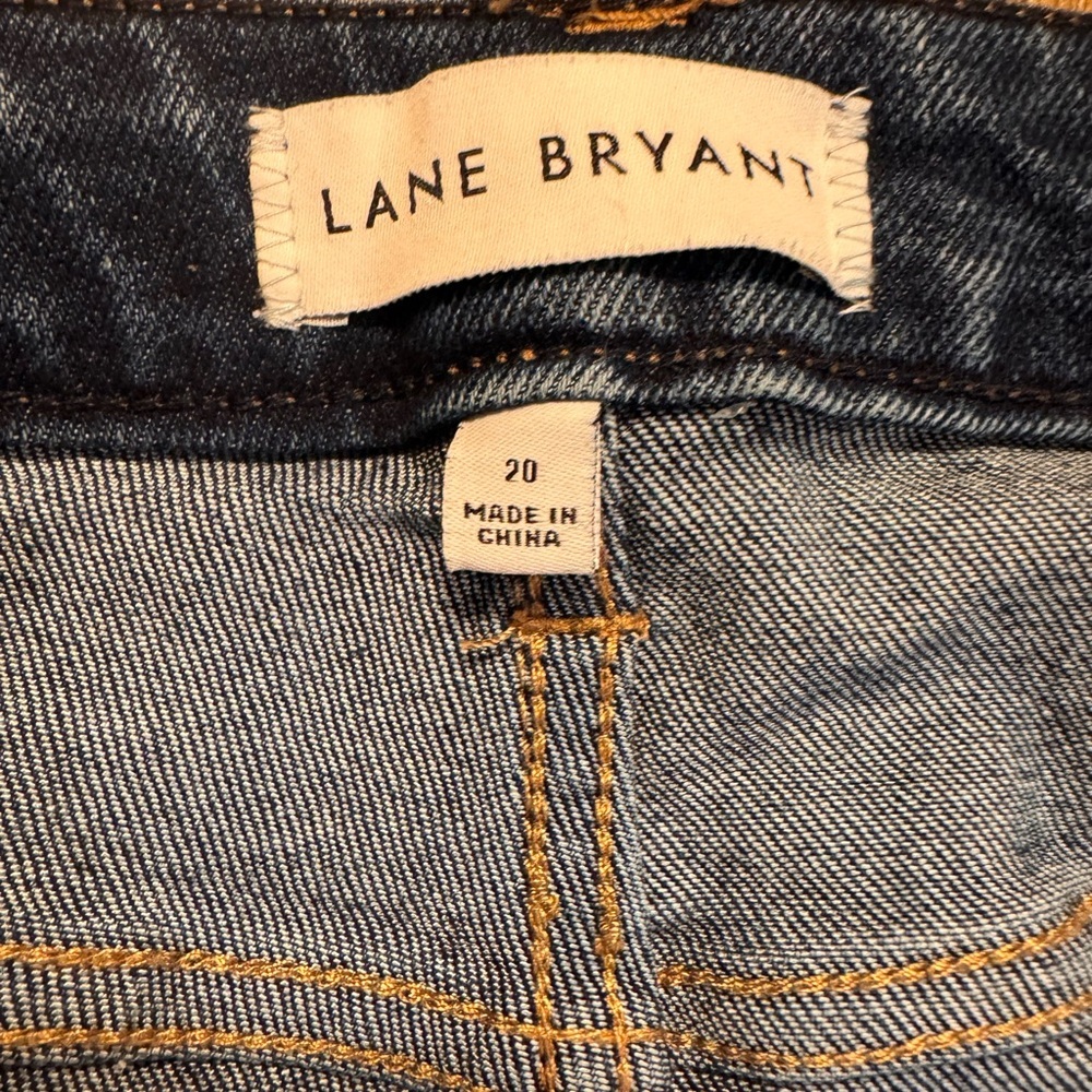 Lane Bryant Dark Indigo High-Rise Button-Front Mid Rise Flare Jeans - Picture 4 of 8